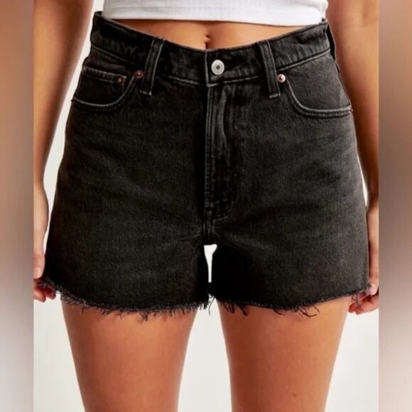 Abercrombie & Fitch Pants - Abercrombie & Fitch Black High Rise The Cut Off Shorts